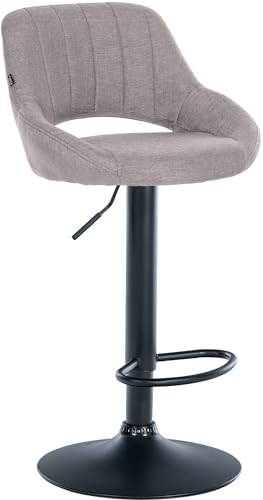 CLP Barhocker Milet I Stoff-Bezug I Drehbarer Barstuhl, Farbe:grau, Gestell Farbe:schwarz