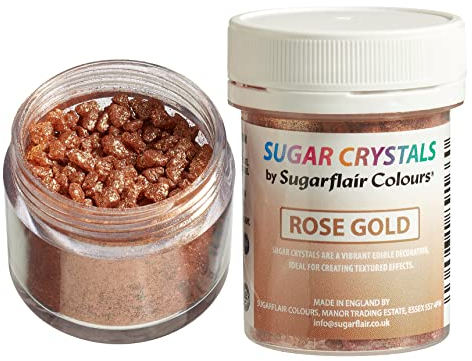 Sugarflair Colours Sugar Crystals Rose Gold - Rose Or - Sprinkles Décorations en Sucre pour Décorer et Garnir les Pâtisseries, Gâteaux, Tartes, Cupcakes et Biscuits - 40 g