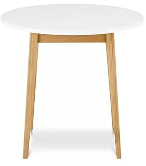 Konsimo Frisk Kollektion Tisch 75x80x80cm - Weiß Esstisch im Skandinavischen Stil - Wohnzimmertisch - Tischbeine aus Holz - Robust Hochwertiger Tisch - Couchtisch Rund