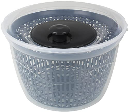 Salatschleuder 5L Serie Nora mit Farbwahl Salat Schleuder Küchenhelfer Salattrockner Kurbel Deckel Ausgießer (Grau)