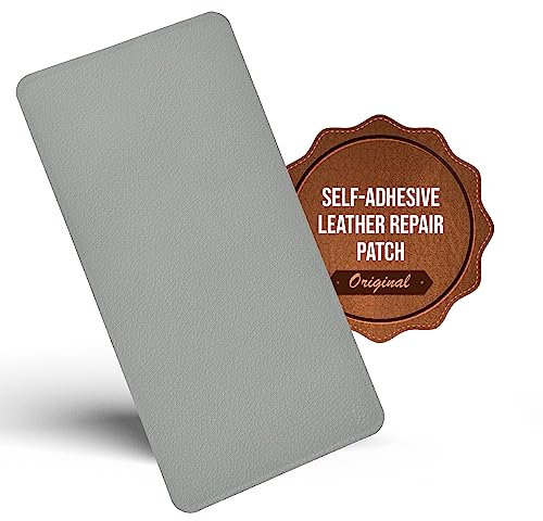 MastaPlasta Self-Adhesive Premium Leather Repair Patch - Light Grey 20cm x 10cm (8in x 4in). Your All-In-One Instant Upholstery-Quality Leather Repair Kit for Sofas, Car Interiors, Bags & DIY