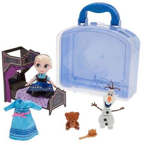 Disney Store Official Animators Collection Elsa Mini-Puppen-Spielset – 12,7 cm – Kunstfertigkeit mit detailliertem Zubehör – Geliebte Frozen Figur im kompakten Design – kreatives Spiel für