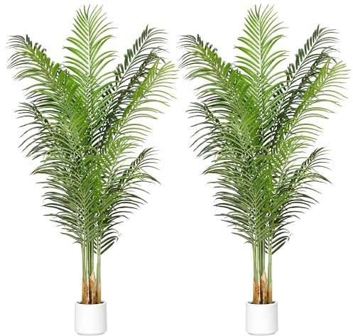 ProDeco Artificial Palm Tree for Home Decor Indoor 6Ft Large Tall Fake Plants Faux Tropical Areca Palm Silk Floor Plant in Pot Living Room Office Garden Decoration Housewarming Gift (2, 6 Feet)