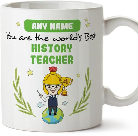 MUGFFINS Personalised Mug for History Teacher Man - in English - You are World's Best - Funny Custom Gift for Colleagues - Ceramic 11oz Mug