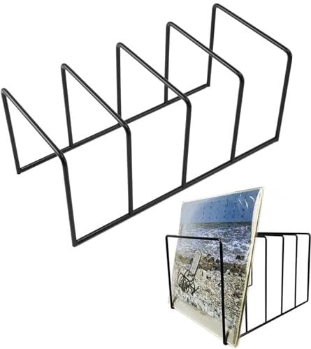 Littlecatch Metal Vinyl Record Storage, Vinyl Record Display Shelf Turntable Storage Shelf Exhibit Stand for Home Office Desktop Albums CDs