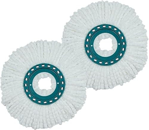 YUETTYY Testa rotante per mocio, lavabile, di ricambio, adatta per Leifheit Clean Disc Mop, testa di ricambio in microfibra, forma rotonda, 2/4 pezzi (2)