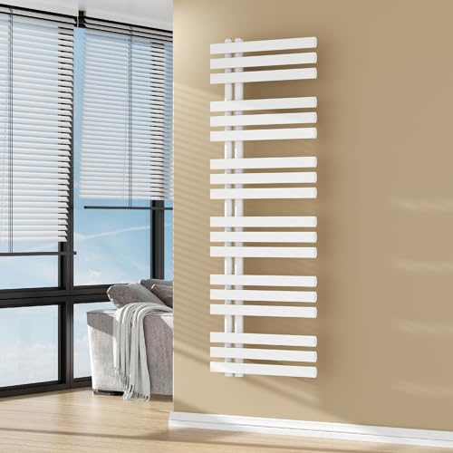 [neu.haus] Scalda Asciugamani da Parete Radiatore Scaldasalviette per Bagno Termoarredo ad Acqua Calda 140 x 50 cm - Bianco