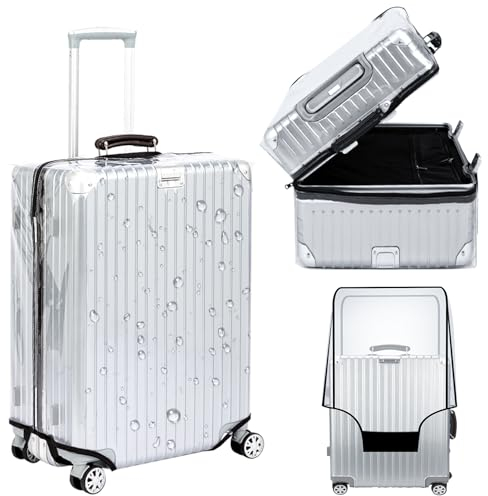Veki Transparent Koffer Abdeckungen mit einem Reißverschluss, Gepäck Cover PVC wasserdichte Staubdicht Kofferabdeckung, Kratzschutz Koffer Schutzhülle Reisekoffer Hülle (Dreimal Sieben offen, 30zoll)