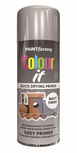 Inspired Essentials - All Purpose Aerosol Spray Paint 400ml Quick Drying Spray, Fast Dry and Excellent Coverage for Metal, Wood, Plastic and More (1, Grey Primer)
