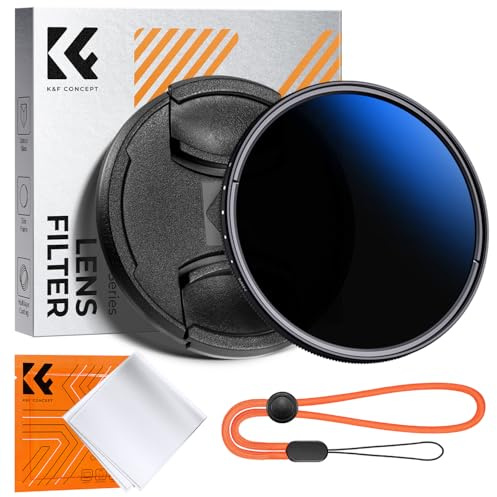 K&F CONCEPT 58mm Variable ND Camera Lens Filter ND2-ND400 (1-9 Stops) + Filter Cap + Cleaning Cloth 18 Multi-Layer Coatings Adjustable Neutral Density Ultra Slim for Camera Lenses(K-Series)