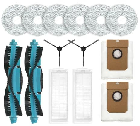 Zubehör für Cecotec Conga 11090 Spin Revolution Roboterstaubsauger,Ersatz-Seitenrollenbürste,HEPA-Filter,Wischtuch für Conga 11090 Enthalt 2 Hauptbürste,2 Filter,2 Seitenbürste,2 Staubbeutel,6 Mopp