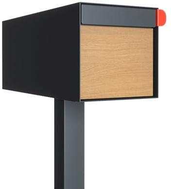 Amerikanischer Briefkasten Americano Anthrazit mit Holzdekor-Front