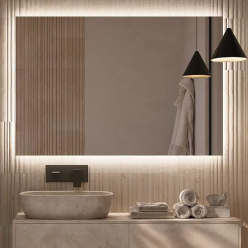NOLUXA LEDIMEX - Espejo Retroiluminado Baño 100x70cm | Espejo Inteligente Rectangular con Luz LED Fría 6500k | Espejo Cuarto de Baño con Luz Integrada sin Marco para Mueble | Serie Suecia