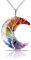 Kotkiddy Collana di cristallo, albero vita filo avvolto mezzaluna collana, collana con ciondolo in pietra naturale, gioielli in gemma, multicolore, L