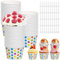 BAIFULAI Lot de 50 coupes à glace, en papier, avec cuillères, 200 ml, pour gâteau, glace, en carton, avec pois colorés, pour glace, dessert, amuse-bouches, yaourt