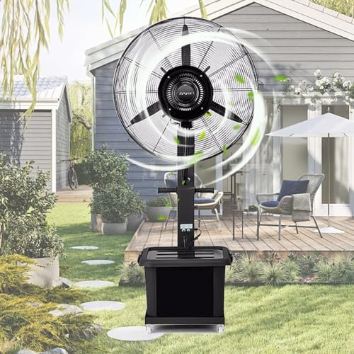 LKPMGOA Profi-Außen-Standventilator mit Sprühnebelfunktion, Ventilator mit Wasserkühlung, 3 Geschwindigkeitsstufen, Automatische Wasserzugabe(65cm)