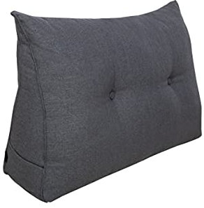 Pillows24 - Rückenkissen für Bett & Sofa mit abnehmbarem, waschbarem Bezug [ 80cm - Graphit ] | Bequemes Keilkissen und Lesekissen fürs Bett | Großes Sofakissen für Rückenlehne und Sofa