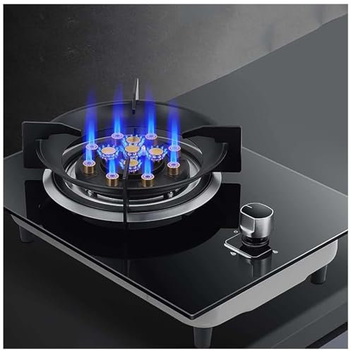 Fornello A Gas Portatile 1 Fuoco - Bruciatore per Piano Cottura in Vetro Temperato A 13 cavità, Fornello A Gas da Interno, Fornello da Tavolo Fornello A GPL/GN, Piano Cottura Nero Indipendente(LPG)