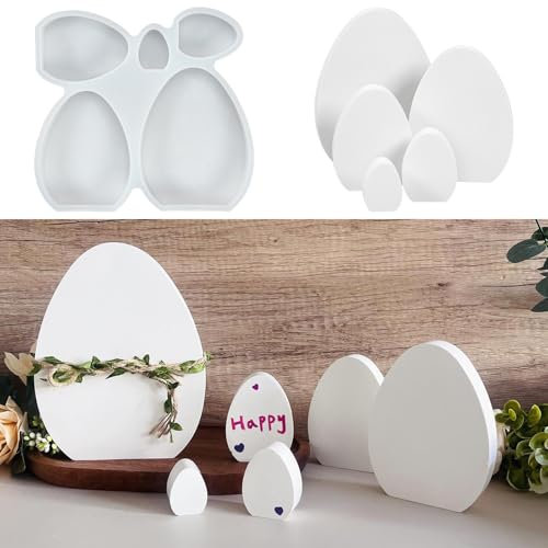 Silikonformen Gießformen Ostern, DIY Silikonform Frühling Ostern, Set mit 5 Ostereiformen für Osterdeko Frühlingsdeko (A)