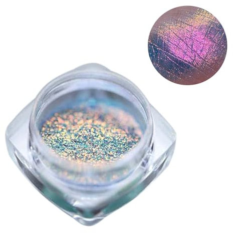 Lodoot Cromate Unghie Polvere Unghie Glitter Decorazione Metallico Effetto Mirrour Coloretto Pigmento Polvere Resina Artigianato, Unghie Art Nail Art Camaleonte Rosa Fantasia Neon Rosa