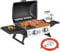Outsunny Barbacoa de Gas con 2 Quemadores de Acero Inoxidable 2,8 KW Barbacoa Portátil con Mesas Laterales Plegables Bandeja Extraíble y Termómetro para Pícnic Camping 101x48x41 cm Negro