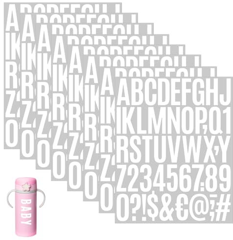 GETRICH 12 Sheets 600 Pcs Letter Stickers, 2 Inch Alphabet Stickers Number Sticker, Self Adhesive Letters Vinyl Stick On Letters Sticky Letters for Crafts Notebook DIY Scrapbook Mailbox Water Bottle