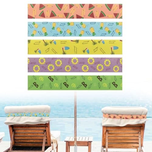 5Pcs Towel Bands for Sun Loungers, Pool & Cruise Chairs, Towel Chair Clips, Elastic Windproof Beach Accessories for Summer