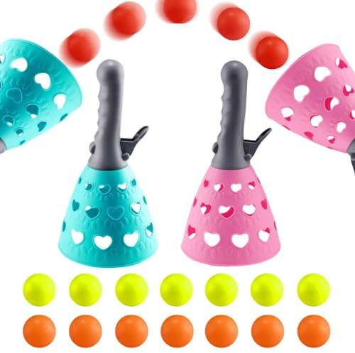 ZHIQIN Jeu Exterieur Enfant avec 2 Paniers de Démarrage et 14 Balles Activité de Jeu Amusant Intérieur et Extérieur Jouets de Balles pour Enfants pour Garçons et Filles Jardin Fête Jeux