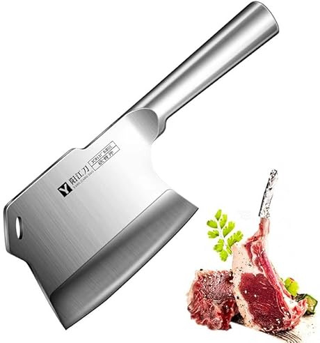 xiaotianlai 14cm Klinge,Küchenbeil für Gefrorenes Fleisch und Große Knochen,Extrem Scharf Metzgermesser,Edelstahl Hackbeil,Full Tang Knochenbeil,Cleaver knife