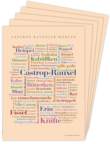 Deine Wörter Postkartenset - 5 Postkarten mit Castrop-Rauxeler Dialekt, einzigartiges Souvenir und kreative Geschenkidee - DIN A6