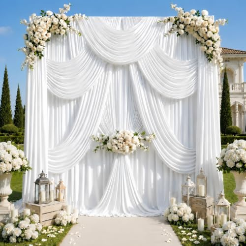 EJNSQA 20x12 ft White Backdrop Curtains for Wedding, Party and Photo