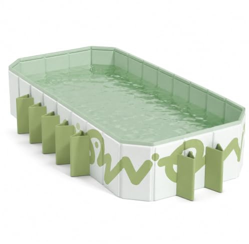 Piscina Elevada Plegable Grande para Niños y Adultos | Piscina Familiar Rectangular No Inflable con Soportes Laterales(green,122in/310cm)