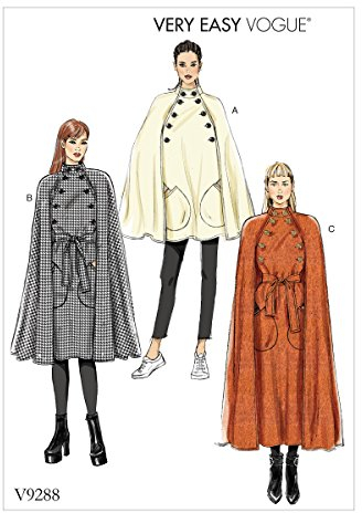 Vogue Patterns V9288ZZ0 Umhang und Gürtel für Damen, Taschentuch, Mehrfarbig, 15 x 0.5 x 22 cm