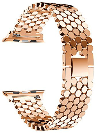 AISPORTS Correa de Repuesto para Apple Watch de 40mm 38mm para Mujeres y Hombres, Correa de Repuesto Ajustable de Acero Inoxidable para Apple Watch SE/iWatch Series 6/5/4/3/2/1, Oro Rosa
