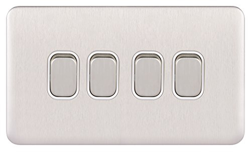 Schneider Electric GGBL1042WSS Lisse Screwless Deco 10AX 4G 2W Switch WSS, 240 V, Stainless Steel