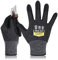 DEX FIT Level 5 Schnittschutzhandschuhe Cru553; 3D-Komfort-Passform, Fester Griff, Dünn und Leicht, Touchscreen-Kompatibel, Langlebig, Atmungsaktiv und Kühl, Waschbar; Schwarz Grau XS (6) 1 Paar