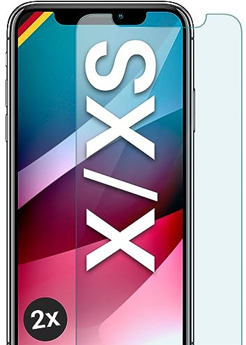 moex ShockProtect Panzer Schutz Glas für Apple iPhone X/iPhone XS Schutzfolie 9H Härte, Panzerfolie kratzfest und bruchsicher, HD Displayschutzfolie Ultra-Klar, Schutzglas Folie, 2x Stück