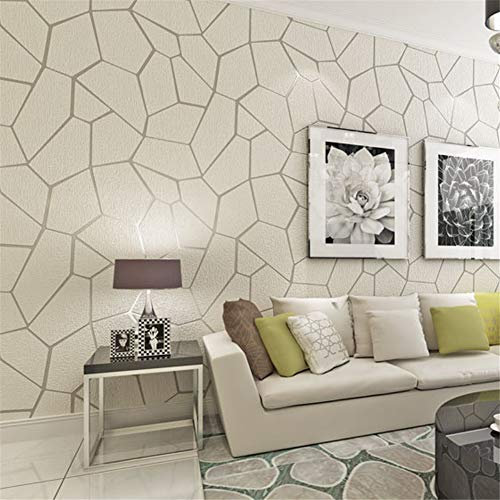 Tapeten Wallpaper 3D geprägte moderne minimalistische Hirschhaut geometrisches Muster Tapete dickes Vlies Schlafzimmer Wohnzimmer Hintergrund Wand Papier 0,53 * 10m (Farbe : Weiß)
