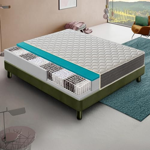 materassi e doghe – Matratze 200x200 cm – Taschenfederkernmatratze mit Komfortschaum - Steifigkeit h4 – Extra steif - Höhe 30 cm Premiumhöhe - Tonnentaschenfederkernmatratze (Höhe 30 cm, 200x200 cm)