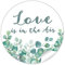 48 STICKER Hochzeit LOVE IS IN THE AIR • EUKALYPTUS ZWEIGE GRÜN MINT WEIß • Gastgeschenke Seifenblasen Verpackungen zur Hochzeit Tischdeko Selbstgemachtes u.v.m.• 4cm rund matt