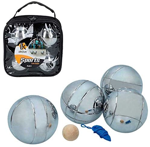AKTIVE 54035 - Professionelles Petanque-Set mit 4 Sportbällen