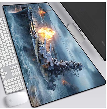 ITBT Mauspad World of Warships Gaming Mauspad, 900 x 400 mm, 3mm Vernähte Kanten, rutschfest Anime Mousepad, mit Einer speziellen Oberfläche verbessert Geschwindigkeit und Präzision, A