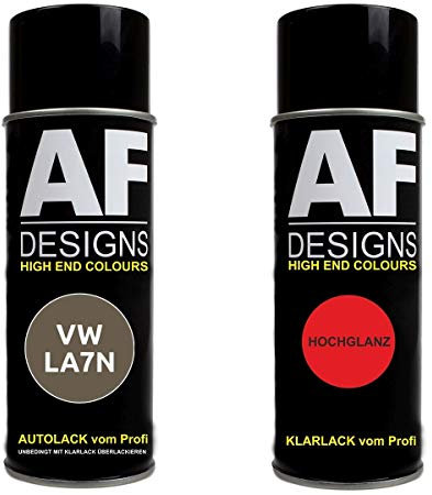 Autolack Spraydose Set geeignet für VW/Volkswagen Limestone Grey Metallic LA7N Basislack Klarlack Sprühdose 400ml