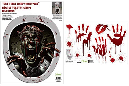 Cabilock 1 Satz Halloween Toilette Aufkleber Topper Abziehbilder Zombie Schrei Tropft Blut Toilette Dekore Vinyl Abdeckung Dekoration