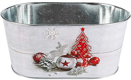alles-meine.de GmbH Deko Topf/Metalleimer/Blumentopf - Motivwahl - Weihnachten - 10 cm hoch - Metall rostfrei - Blech Eimer - oval - frostsicher - Pflanztopf Übertopf Gartene..