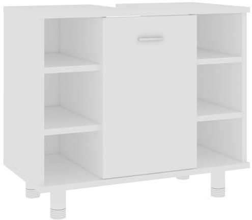 vidaXL Badezimmerschrank Unterschrank Badschrank Waschbeckenunterschrank Waschtischunterschrank Badmöbel Weiß 60x32x53,5cm Holzwerkstoff