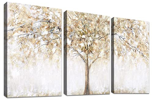 3 Pcs Albero Stampa su tela con cornice Astratta Pittura Quadri su tela Poster Arte Muraria Poster da parete Camera da letto Casa Ufficio Decorazioni Pronto da appendere 90x40cm(12x16x3pcs)