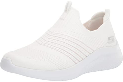 Skechers Ultra Flex 3.0 Classy Charm, Zapatillas Mujer, Blanco (White Knit/Trim) , 37 EU