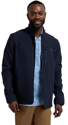 Mountain Warehouse Grasmere Mens Softshell Jacket - Water Resistant Raincoat, Breathable Mens Coat, Lightweight Jacket, Bonded Fabric - Ideal For Spring Summer Dark Blue XL