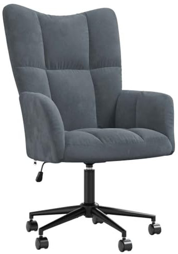 vidaXL Relaxsessel mit Rollen Höhenverstellbar Drehbar Fernsehsessel Polstersessel Polsterstuhl Relaxstuhl Sessel Ohrensessel Wohnzimmer Dunkelgrau Samt